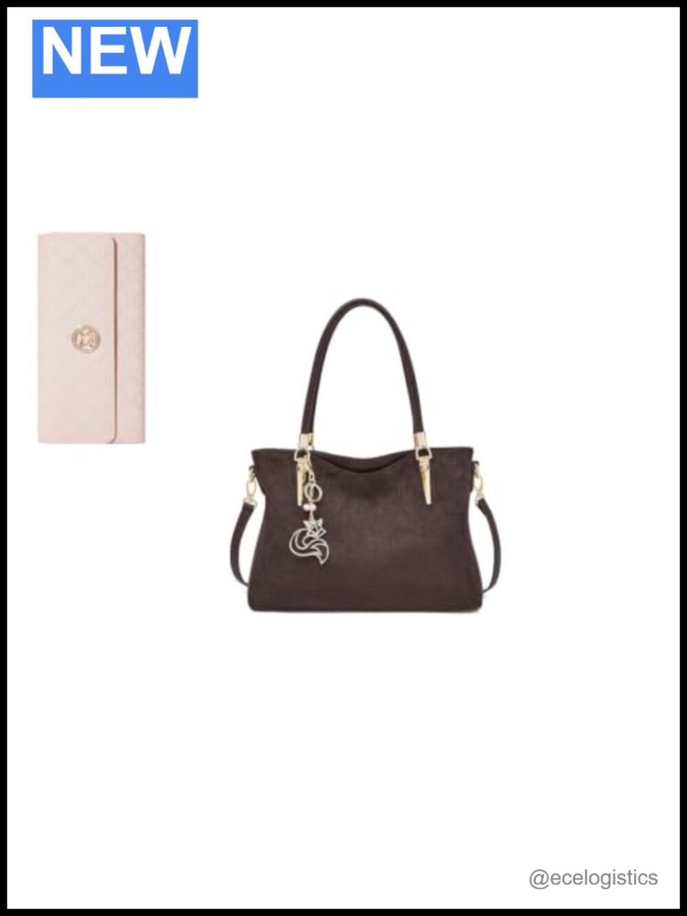 Genuine Leather Medium Tote Purse for Women with Wallet Set